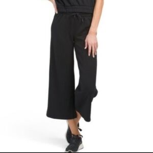 YOGALICIOUS SCUBA LANSTON BLACK CULOTTE CAPRIS BOTTOMS WIDE LEG LARGE